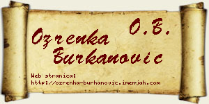 Ozrenka Burkanović vizit kartica